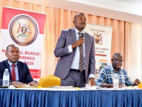 The Minister of State for Microfinance Hon. Haruna Kasolo Kyeyune at the Launch of Budget Consultative meetings in Masaka