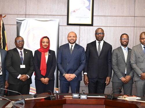 Hon. Henry Musasizi meets the Secretary General of the Organisation of African, Caribbean and Pacific States (OACPS) H.E Moussa Batraki 