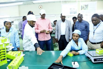 PSST and Senior Officials from the Ministry of Finance paid A courtesy visit to ENGO Holdings group Ltd,a Mobile phone (SIMI) & computer manufacturing & assembling factory in Uganda.